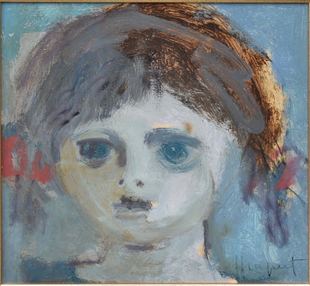 Jean-pierre Chaput "portrait Of A Child" Oil On Cardboard 30x30-photo-4